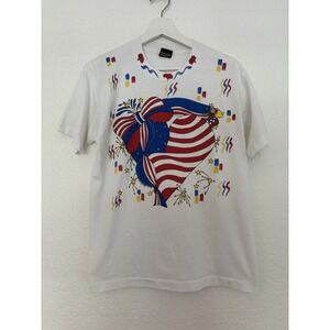 Vtg‎ 90s Screen Stars T-Shirt XL Hand Painted All Over Single Stitch